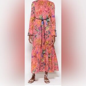 Zimmermann Tropicana Floral Print Frill Long Sleeve Cotton Voile Dress